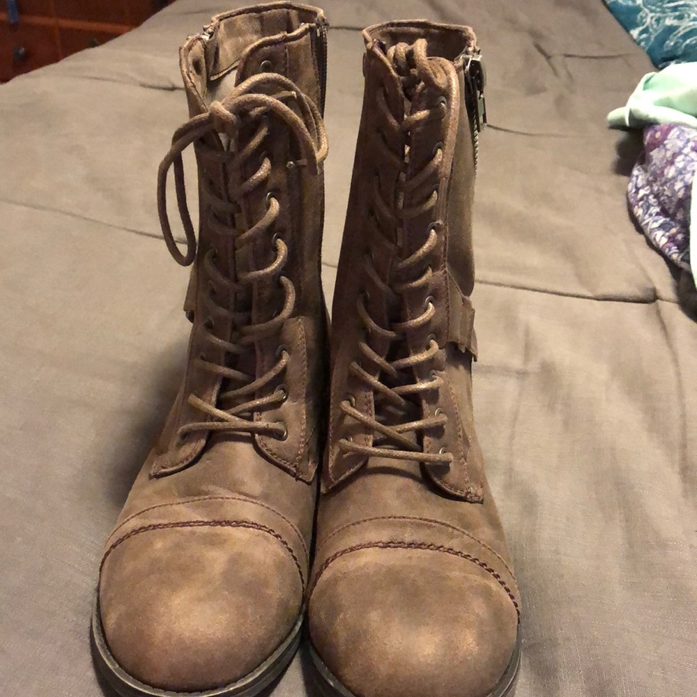 Brownish Grey Combat Boots